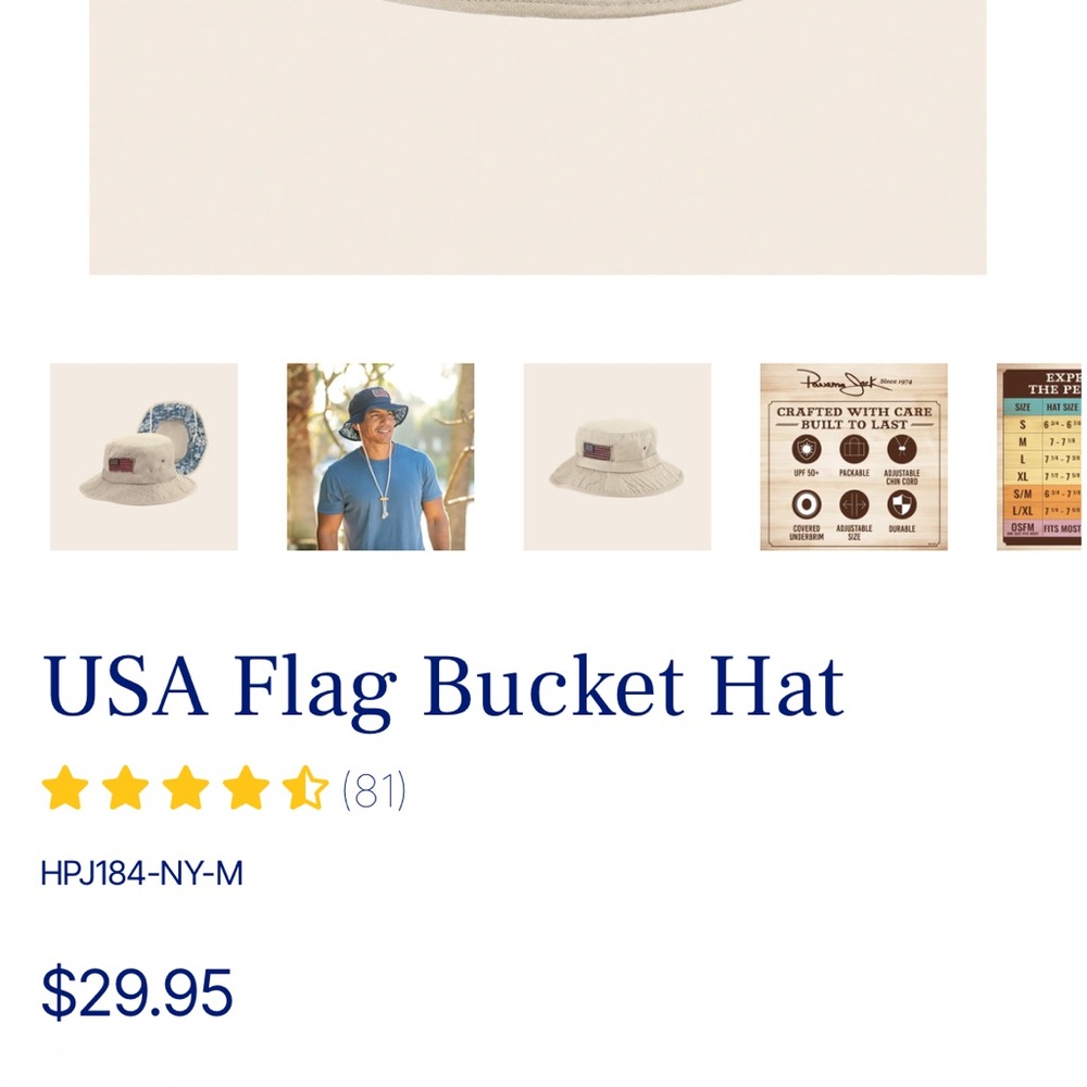 Panama Jack Cream Hat with Blue Trim